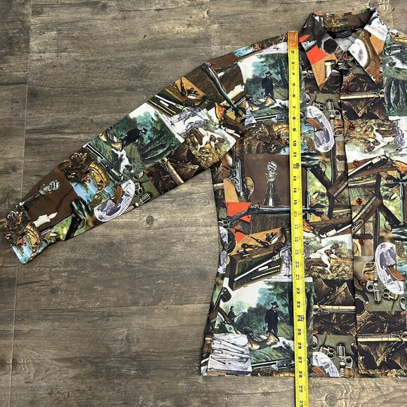 Vintage Men’s Dog‎ Hunting Polyester Long Sleeve Button Up Shirt Size Large - Picture 6 of 8